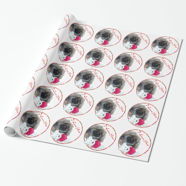 Jag älskar dig Pekingeser-valp Presentpapper (Utrullad)