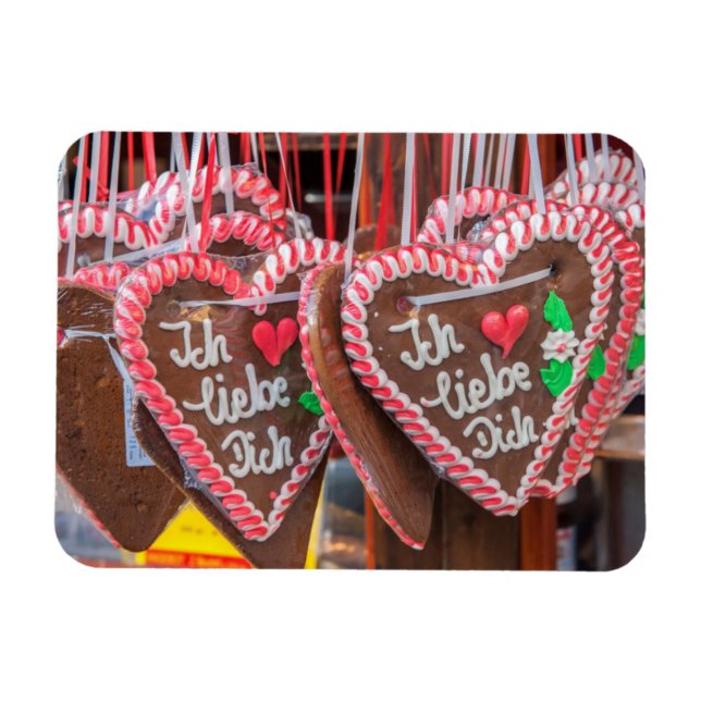 Jag älskar dig pepparkakshjärtan på helgen magnet (Horisontell)