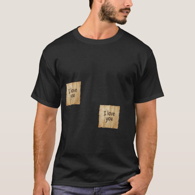 "Jag älskar dig" Post-it-lappar Minimalistisk svar T Shirt (Framsida)