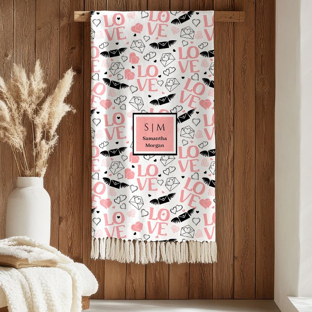 Jag älskar dig present personlig valentines hjärta fleecefilt (I Love You Gift Personalized Valentine Heart Blanket)