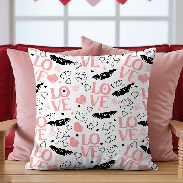 Jag älskar dig presentkudde romantisk hjärta skiss kudde (I Love You Gift Pillow Romantic Heart Sketch Design)