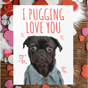 Jag älskar dig Pug Älskare Söt Rolig Alla Hjärtans Vykort