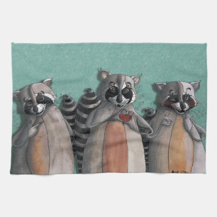 Jag älskar dig raccoons kökshandduk