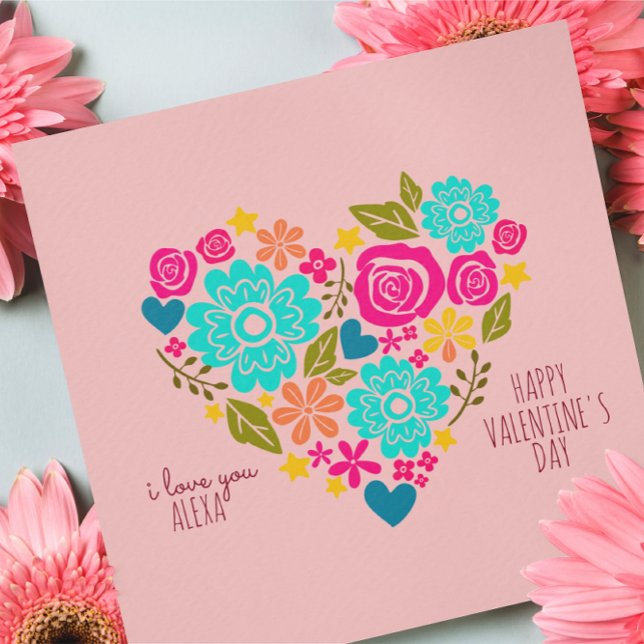 JAG ÄLSKAR DIG RETRO BOHO HJÄRTA VALENTINS KORT (Skapare uppladdad)