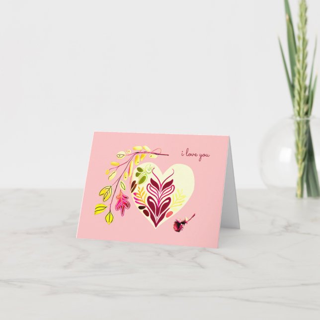 JAG ÄLSKAR DIG RETRO BOHO HJÄRTA VALENTINSKÄRLEK KORT (Framsida)