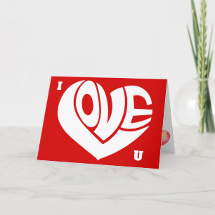 Jag älskar dig Retro Love Heart Text Typografi Kor Kort