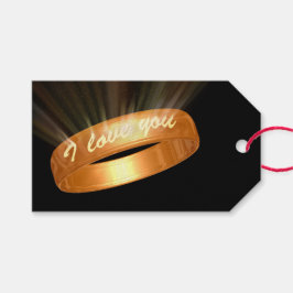 "Jag älskar dig"-ring med guld Presentetikett