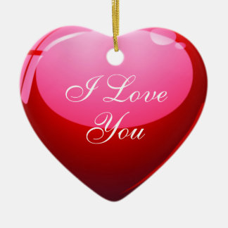 Jag älskar dig röd hjärta julgransprydnad keramik
