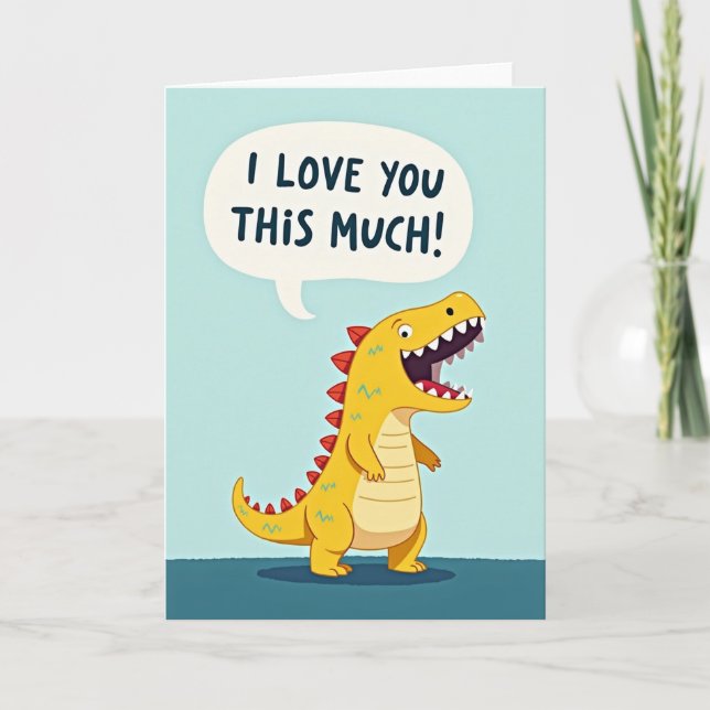 Jag älskar dig så här mycket dinosauriekort kort (Framsida)