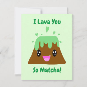 Jag älskar dig så mycket Matcha Kawaii grönt te kä Tack Kort