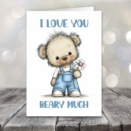 Jag älskar dig så mycket Teddybjörn Alla hjärtans  Helgkort