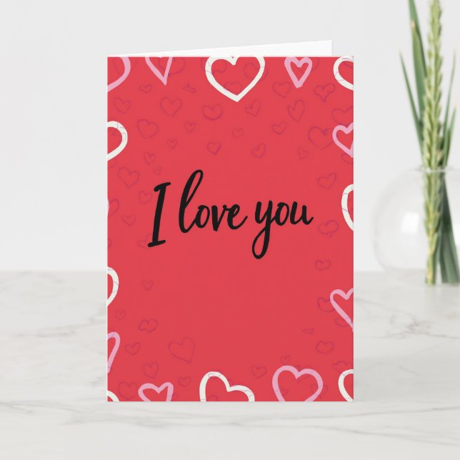 Jag älskar dig Sketch Hearts Card Kort (Framsida)