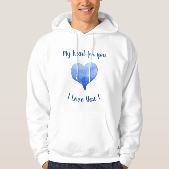 Jag älskar dig Söt Blå Hjärtans Dag  Hoodie (Framsida)