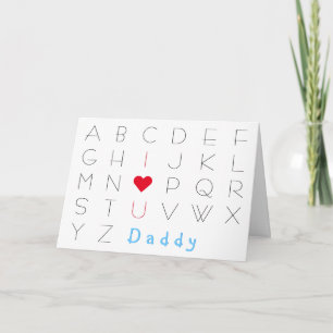 Jag älskar dig söt för Pappa ABCD Fars dag Födelse Kort