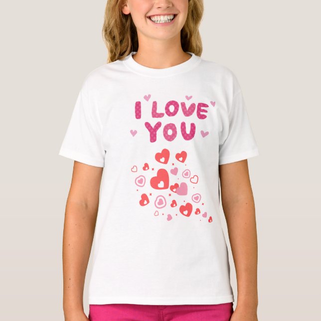 Jag älskar dig söt hjärta barns t-shirt  (Framsida)