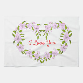 Jag älskar dig söta blommor kökshandduk