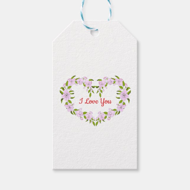 Jag älskar dig söta blommor presentetikett (Framsidan)