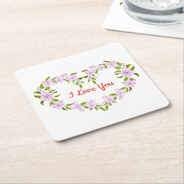 Jag älskar dig Söta blommor Underlägg Papper Kvadrat