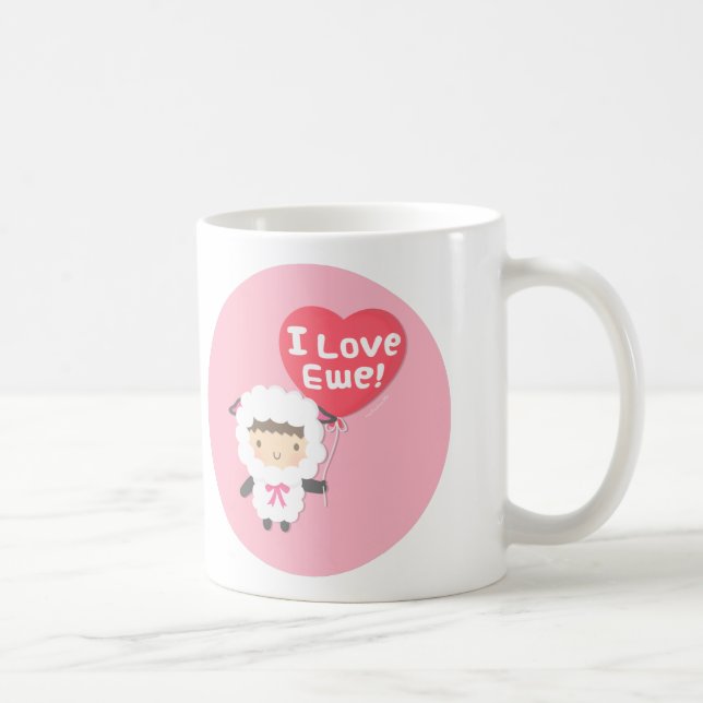 Jag älskar dig söta får Ostig skämt Humor Kaffemugg (Höger)