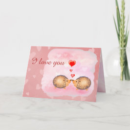JAG ÄLSKAR DIG söta rosa kyss igelkottar valentine Kort