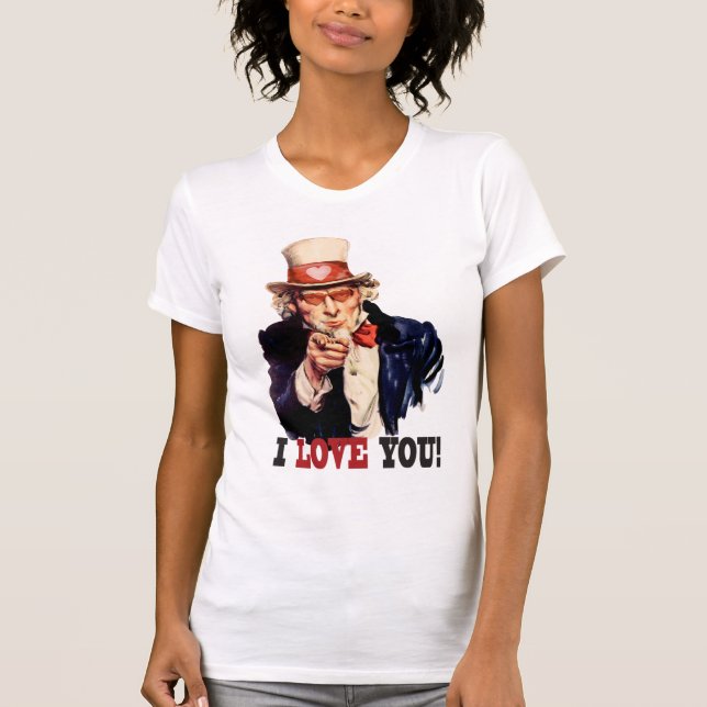 Jag älskar dig - stilvalentinen för Uncle Sam T Shirt (Framsida)