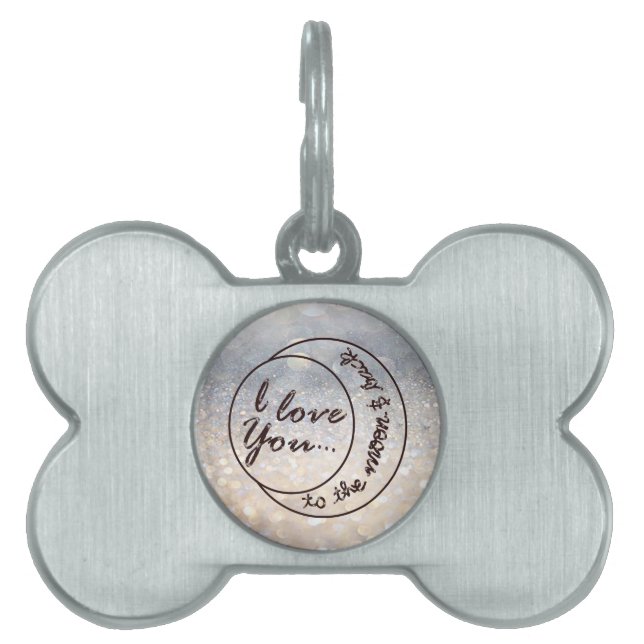 Jag älskar dig till månen & drar tillbaka namnbricka husdjur (Framsidan)