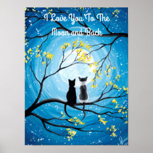 Jag älskar dig till månen och den tillbaka katten poster