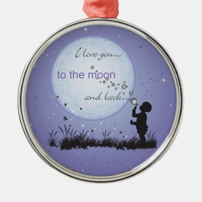 Jag älskar dig till månen och deUnika gåvorna Julgransprydnad Metall (Framsidan)