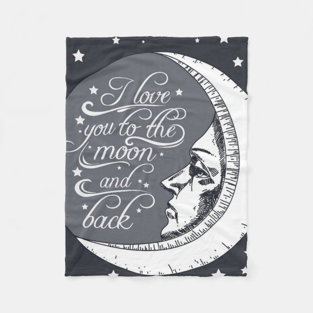 Jag älskar dig till månen och drar tillbaka fleecefilt (Framsidan)