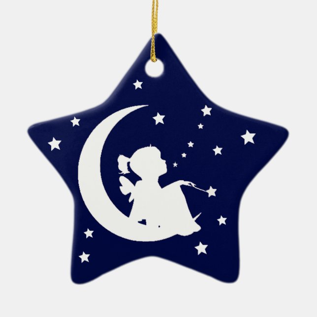 Jag älskar dig till månen och drar tillbaka julgransprydnad keramik (Framsidan)