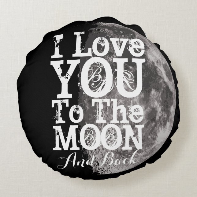 Jag älskar dig till månen och drar tillbaka rund kudde (Baksidan)