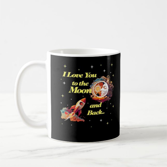 Jag älskar dig till månen och tillbaka Elegant sti Kaffemugg (Vänster)