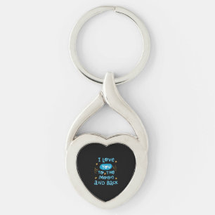 Jag älskar dig till månen och tillbaka i äkta stil twisted heart silverfärgad nyckelring
