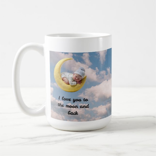 Jag älskar dig till månen och tillbaka kaffemugg (Vänster)