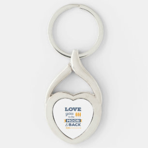 Jag älskar dig till månen och tillbaka och runt he twisted heart silverfärgad nyckelring