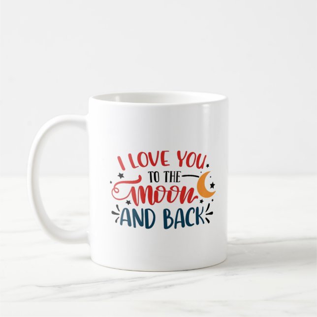 Jag älskar dig till månen och tillbaka Romantisk b Kaffemugg (Vänster)