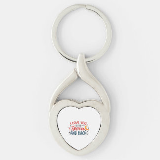 Jag älskar dig till månen och tillbaka Romantisk b Twisted Heart Silverfärgad Nyckelring
