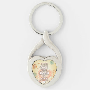Jag älskar dig till månen och tillbaka twisted heart silverfärgad nyckelring