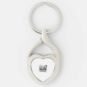 Jag älskar dig till månen och tillbaka uppriktigt  twisted heart silverfärgad nyckelring