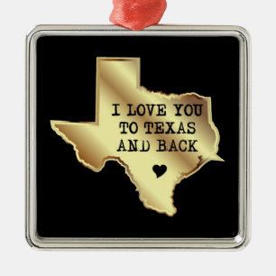 Jag älskar dig till Texas och drar tillbaka svart Julgransprydnad Metall