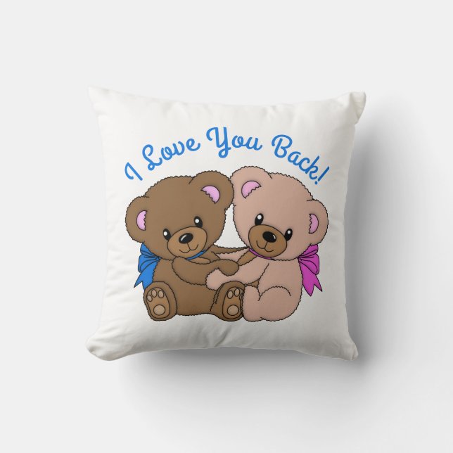 Jag älskar dig tillbaka Teddybjörnar som kramar Kudde (Framsida)