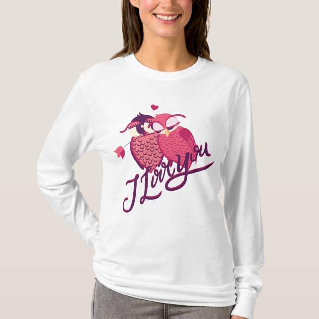 Jag älskar dig ugglepar t shirt (Framsida)