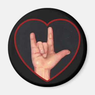 JAG ÄLSKAR DIG UNDERTECKNAR SPRÅK PÅ SVART MAGNET