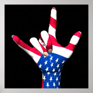 Jag älskar dig USA flaggaaffischen Poster