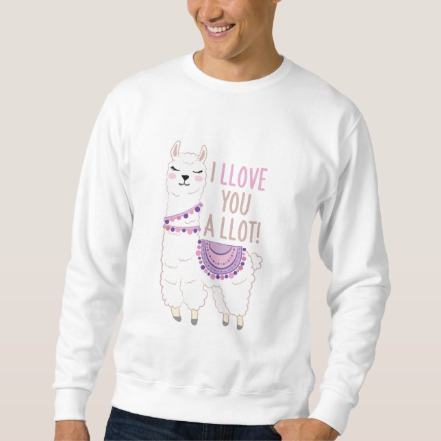 Jag älskar dig väldigt mycket - Llama Lång Ärmad Tröja (Framsida)