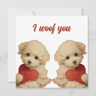 Jag älskar dig Vintage Puppy Love Message Kort