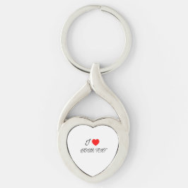Jag älskar din text twisted heart silverfärgad nyckelring