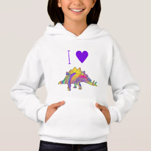 Jag älskar dinosaurie söt färgglad regnbåge Stegos T Shirt