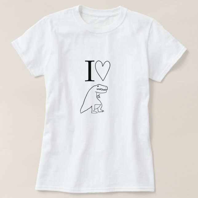 Jag älskar dinosaurier Söt minimalistisk T-Rex  T Shirt (Design framsida)