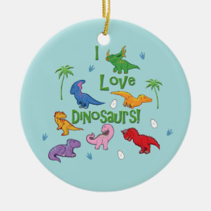 Jag älskar Dinosaurs! (Gulligt) Julgransprydnad Keramik